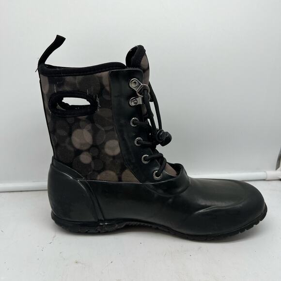 Bogs Boots Youth 4 Sidney Gray Black Lace Up Waterproof Neoprene Rain Snow - Picture 3 of 12